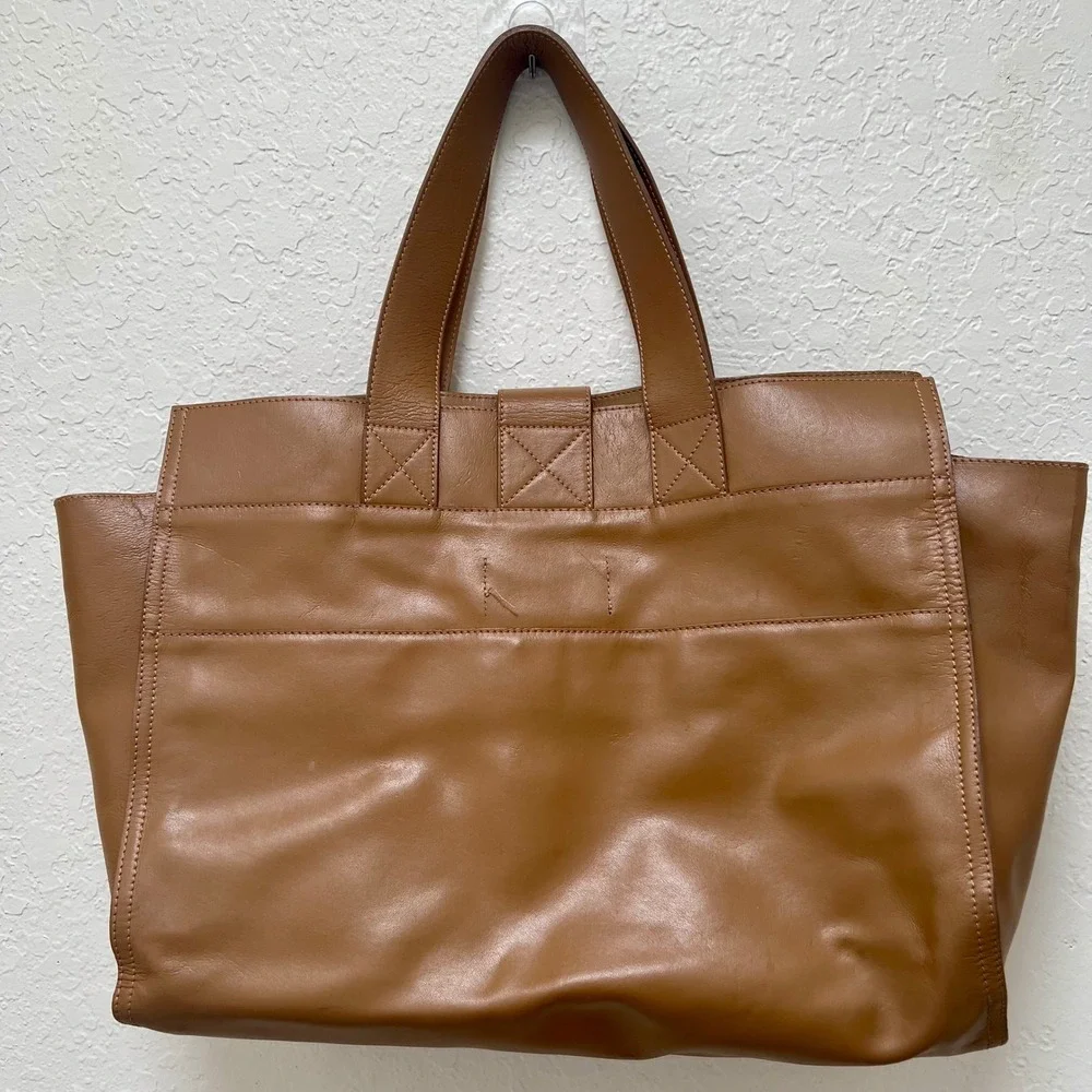 Classic Tan Leather Tote Bag